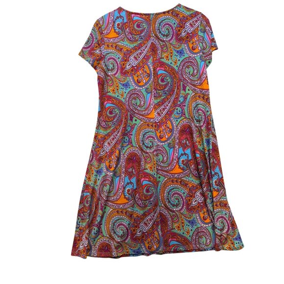 MSK Womens Paisley Short Sleeve Dress With Gold Rings & V-Neckline - Picture 10 of 12